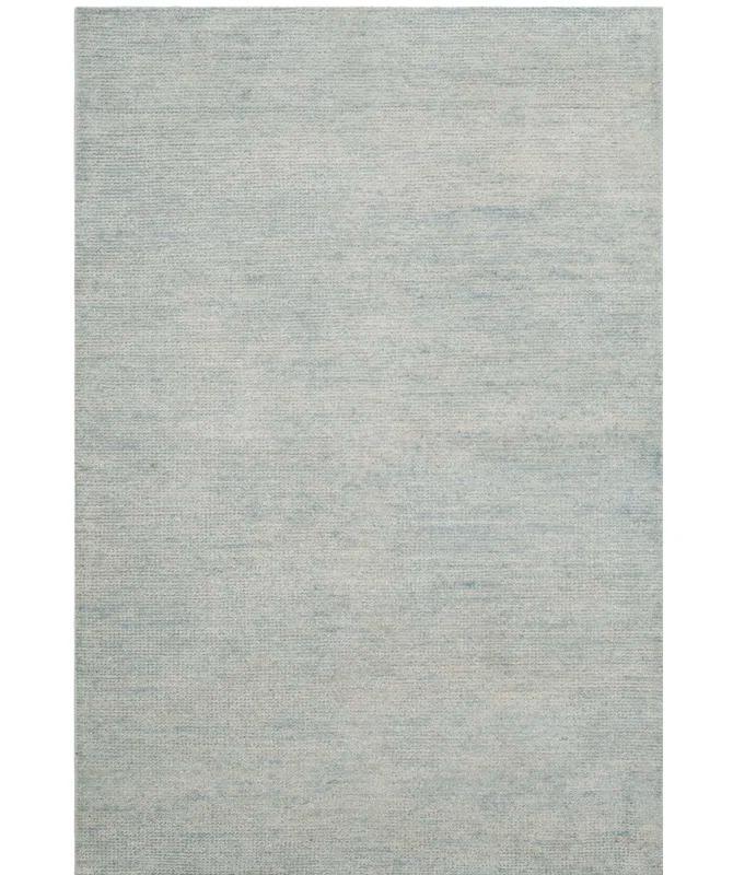 Rosecliff Heights McArthur Stone Wash Hand Knotted Viscose/Cotton Solid Color Rug in Light Blue