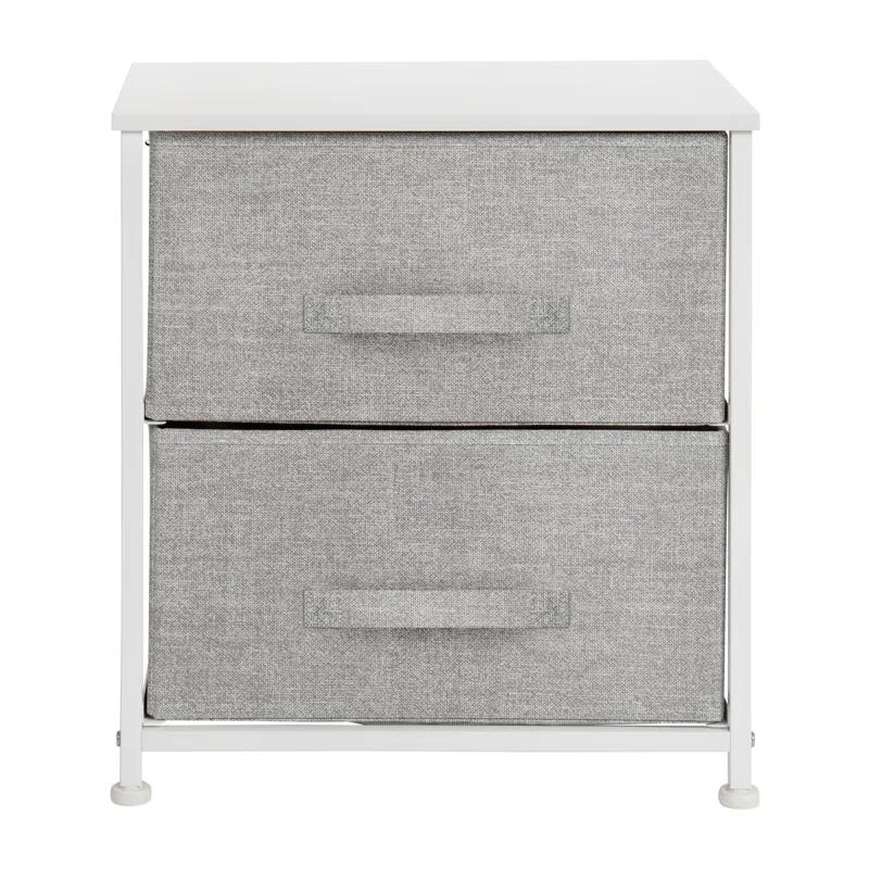Flash Furniture Malone 2 Drawer Storage Stand with Wood Top & Fabric Pull Drawers