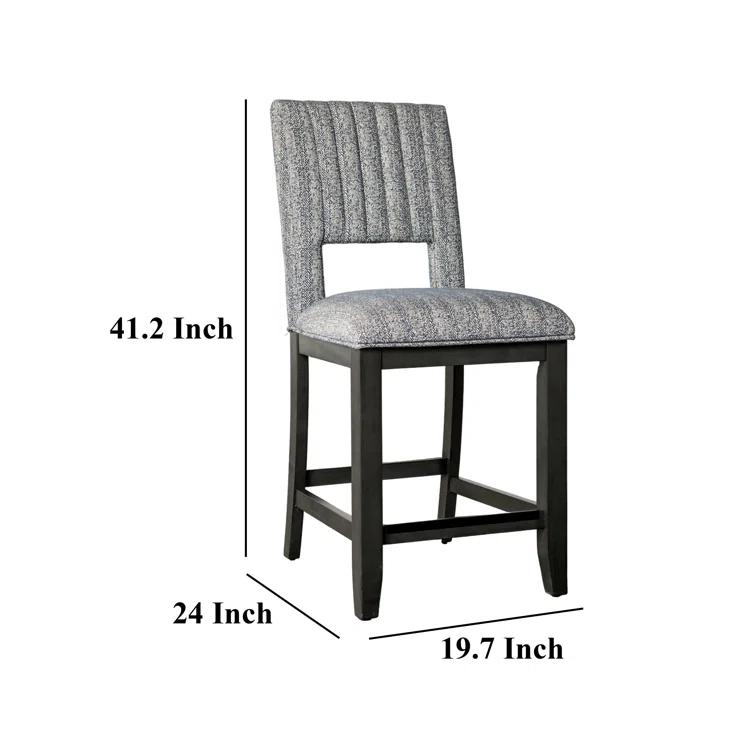 Benjara Manny Counter Height Chair Set Of 2, Bluish Gray Fabric Seat And Back (Set of 2)