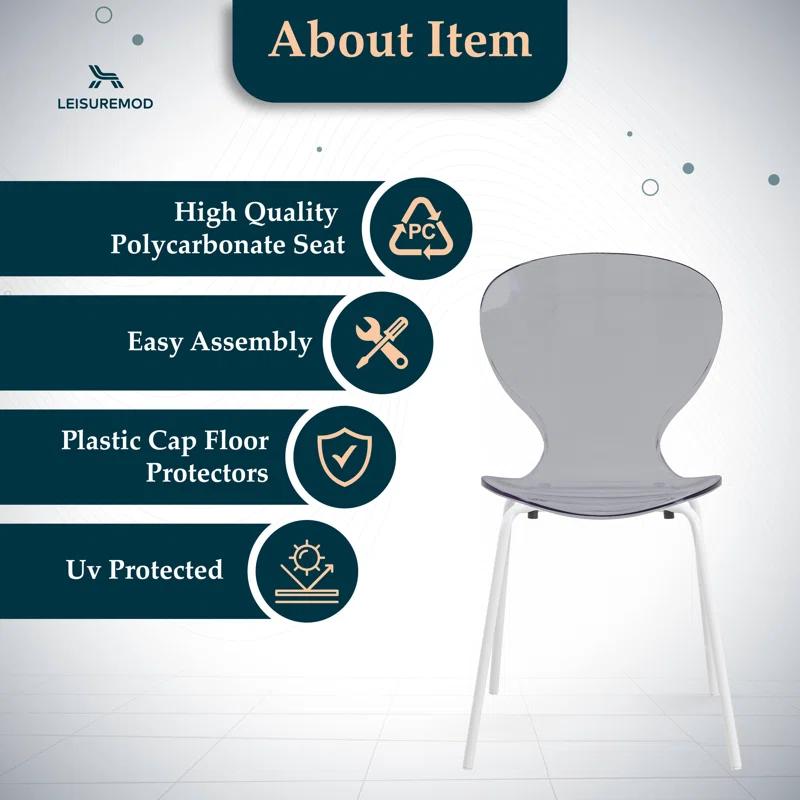 Ivy Bronx Edenfield Dining Chair with Curved Back and Waterfall Edge Seat White Powder-Coated Metal Legs