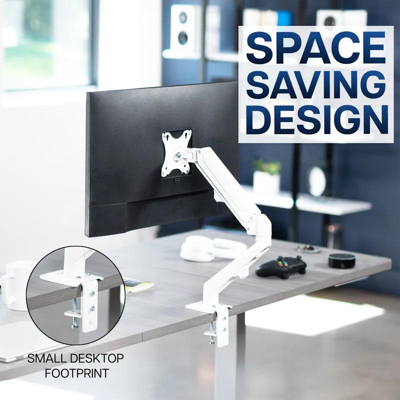 Vivo White Pneumatic Arm Single Monitor Desk Mount