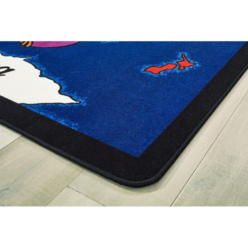 Carpets for Kids World Explorer Geography Map Premium Tufted Blue Area Rug