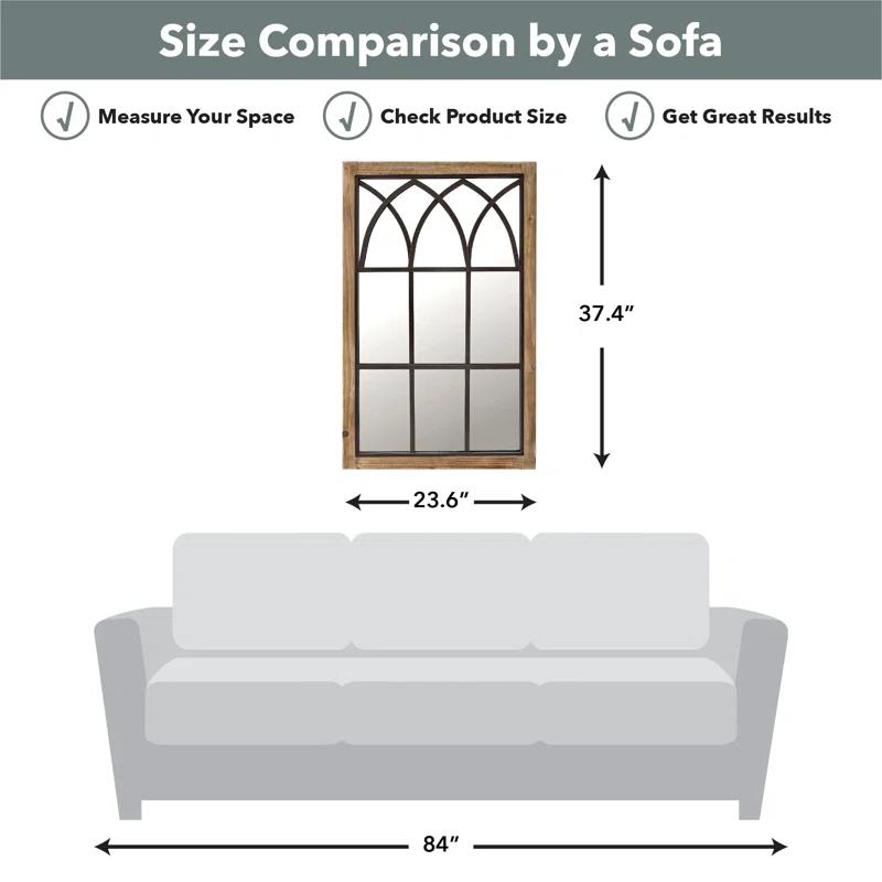 August Grove® Arched Window Wall Mount Mirror, 37.5"h X 24"w, Brown