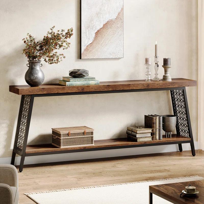 17 Stories 70.9" Console Table with Storage Shelf, 2-Tier Extra Long Sofa Table