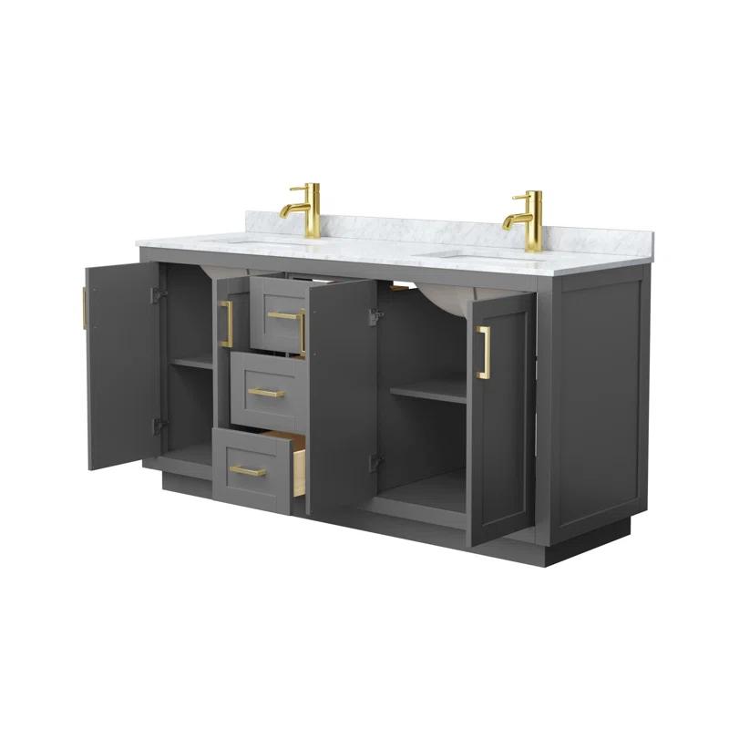 Wyndham Collection Miranda 66" Freestanding Double Bathroom Vanity with Marble Top