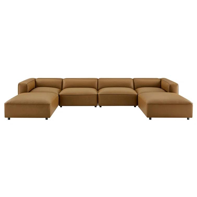 Modway Auren 6-Piece Upholstered Vegan Leather Modular Sofa