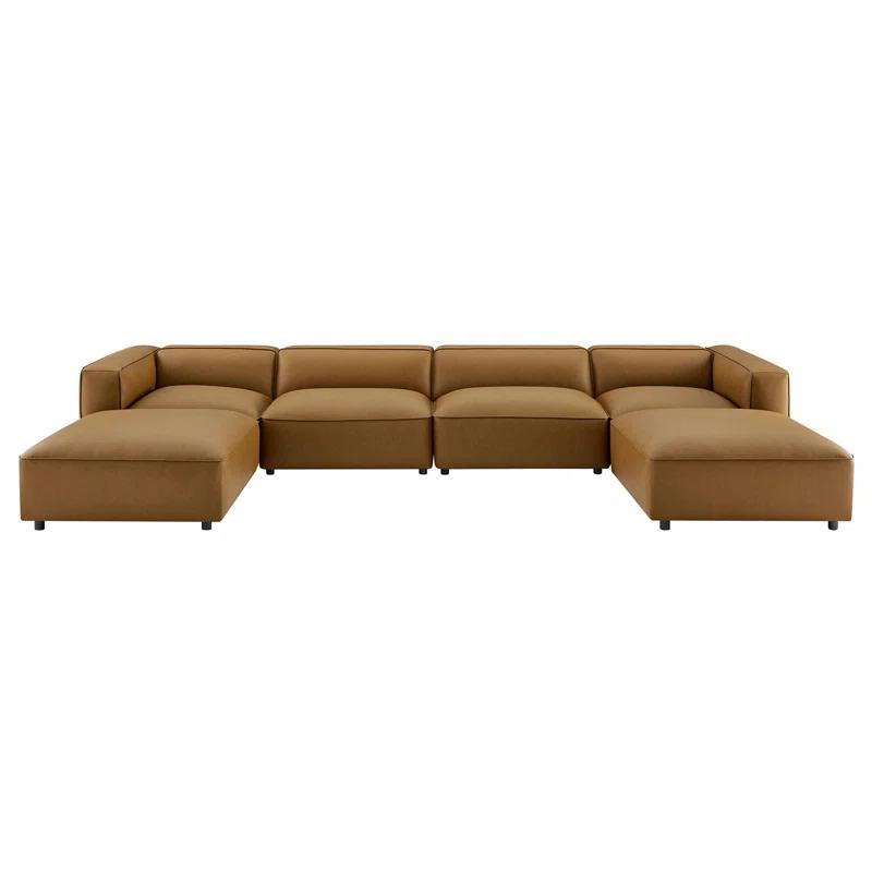 Modway Auren 6-Piece Upholstered Vegan Leather Modular Sofa