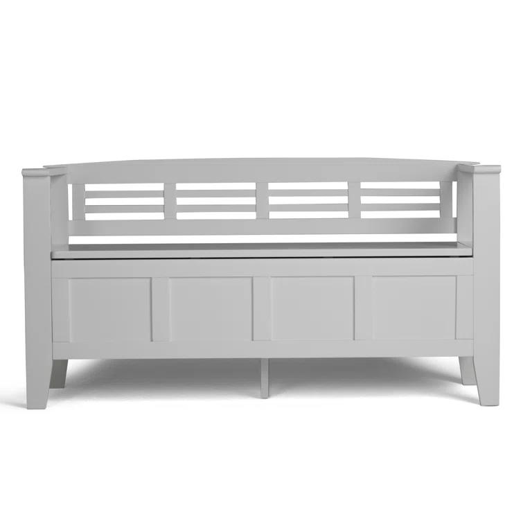 Simpli Home Adams 48"W Solid Wood Contemporary Entryway Storage Bench with Lift-Top Lid and Dual Compartments