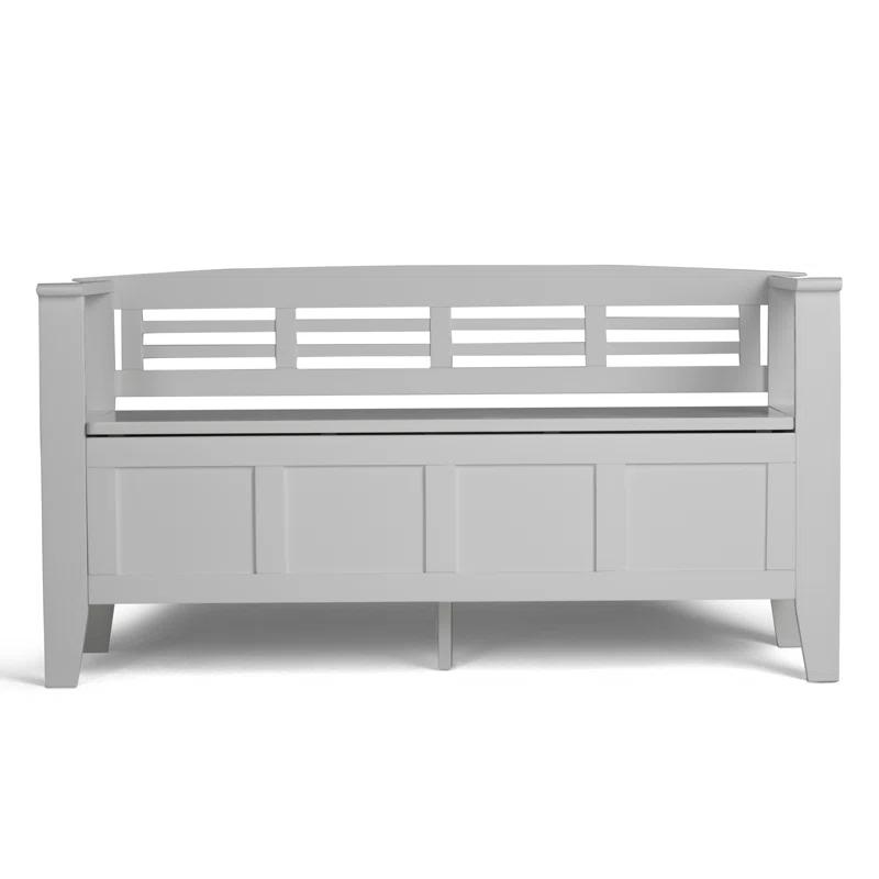 Simpli Home Adams 48"W Solid Wood Contemporary Entryway Storage Bench with Lift-Top Lid and Dual Compartments