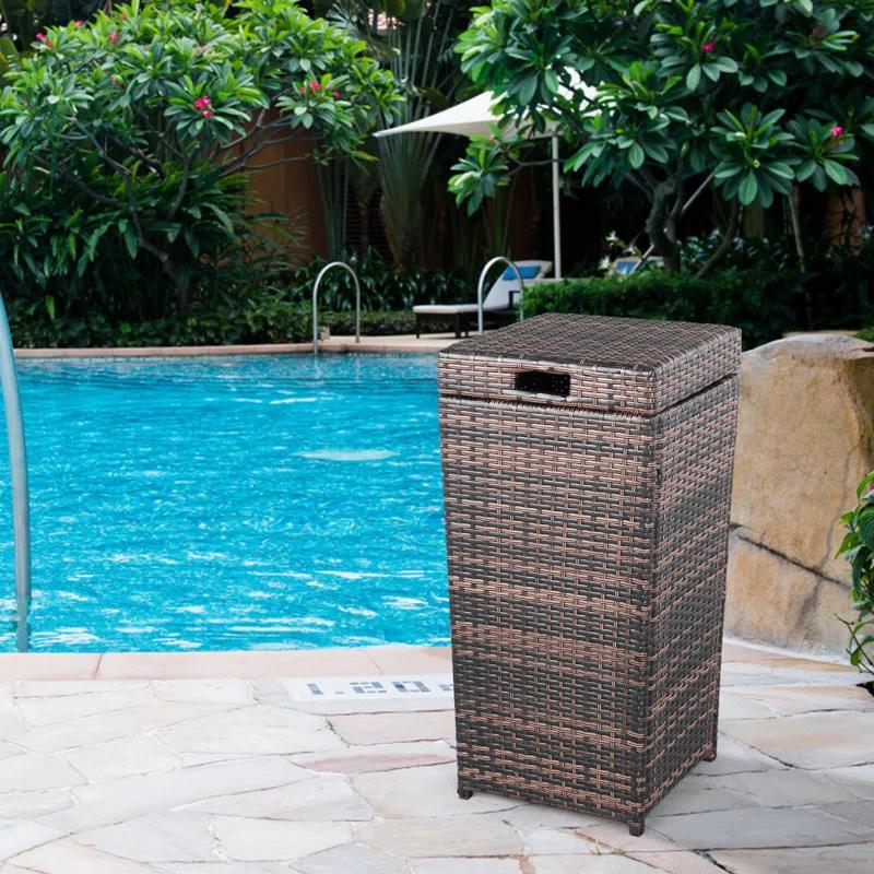 Winado Wicker Manual Lift Outdoor Trash/Recycling Bins - 26.7 Gallons