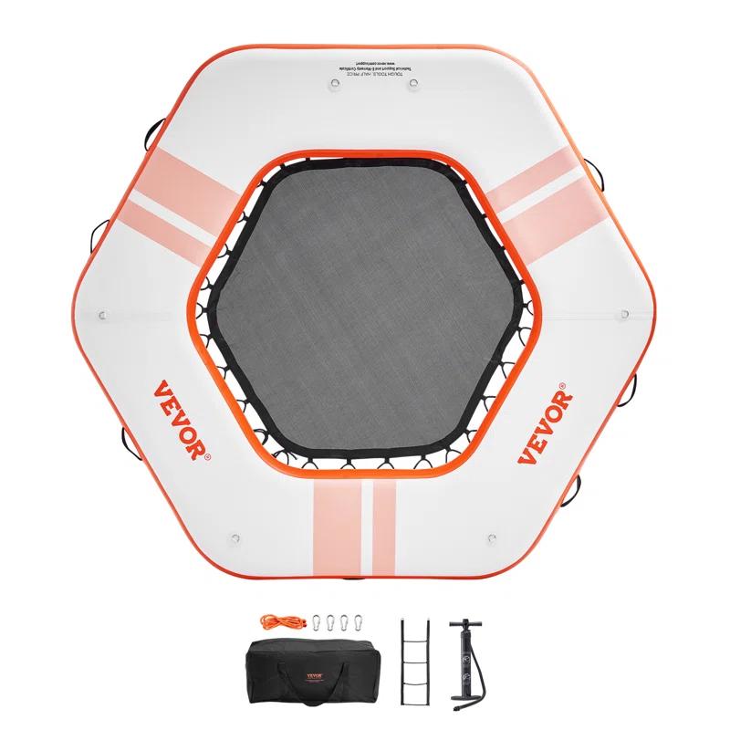 Stellweilan Tessberg 8.5FT Inflatable Dock Platform with 5FT Trampoline Mesh Pool with Portable Bag & Detachable Ladder