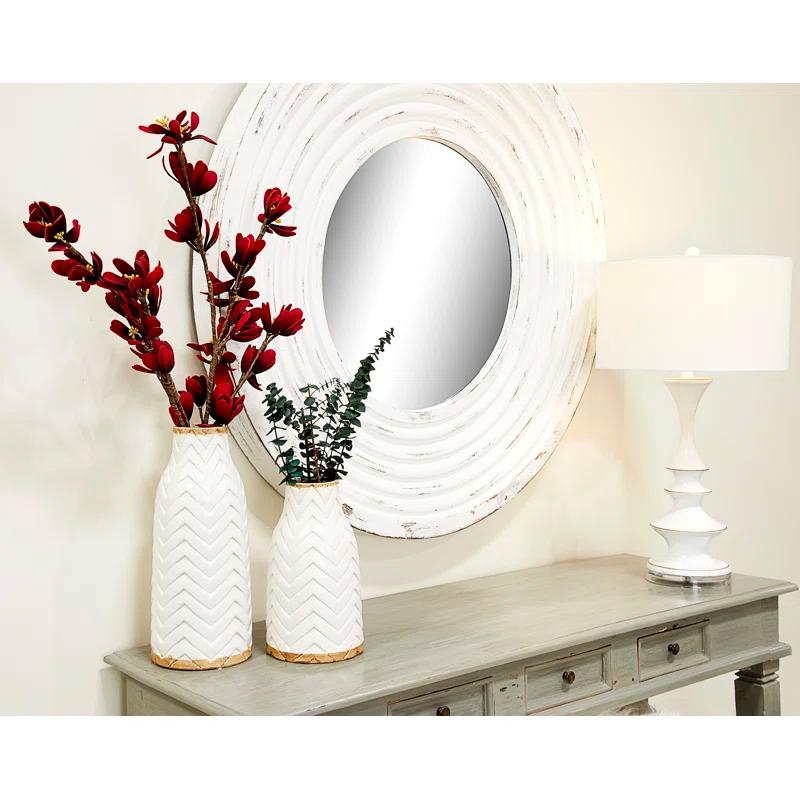 Porcelain Ceramic Decorative Vase with Brown Base