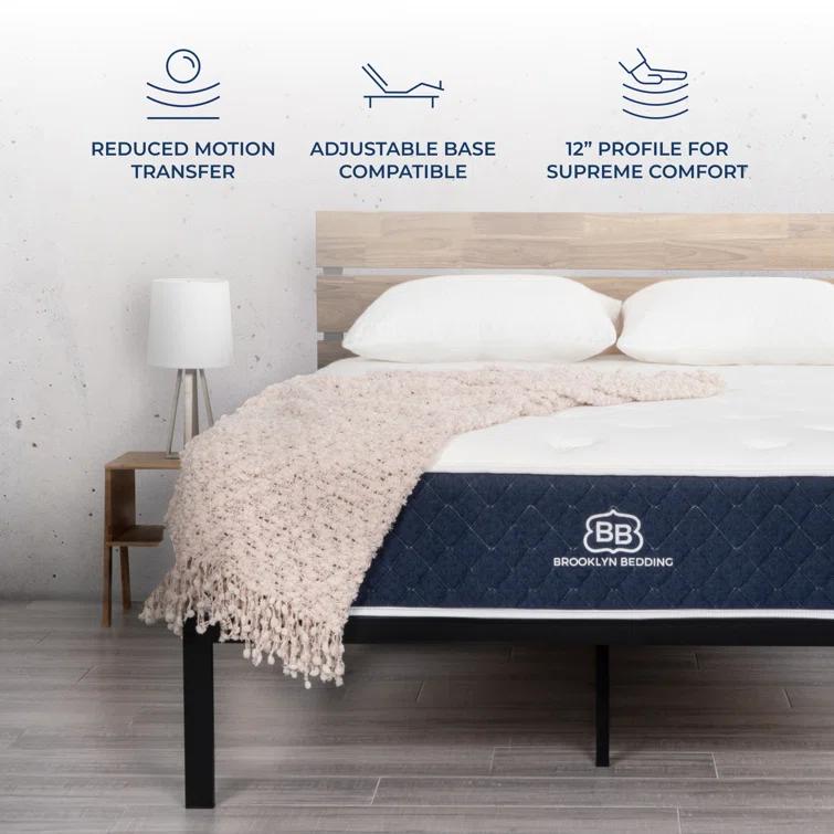 Brooklyn Bedding Brooklyn Standard 12" Medium Hybrid Mattress with Cooling Cover