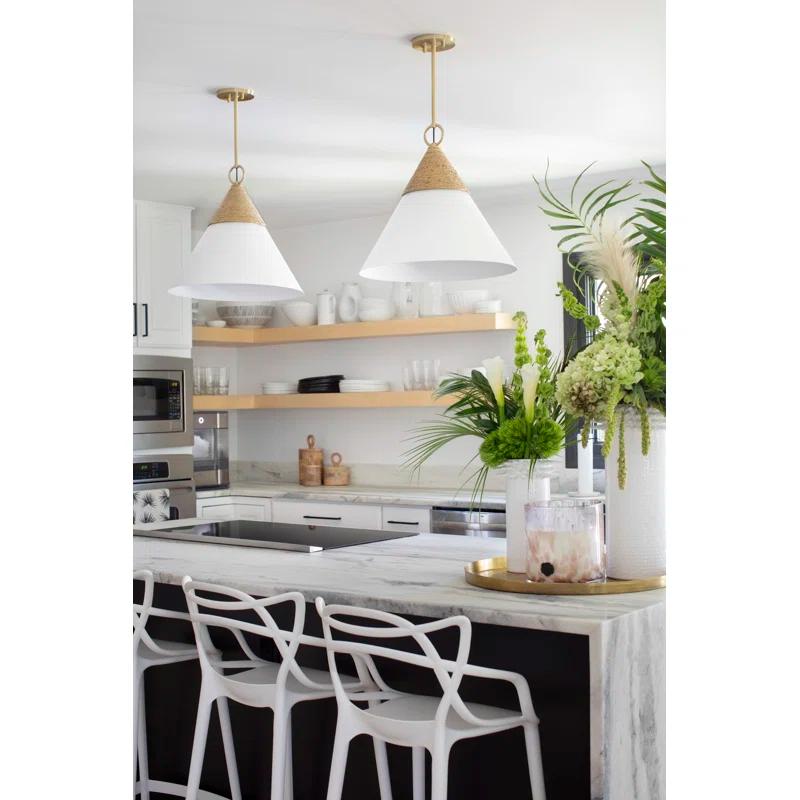 Rooney Pendant Light - White and Natural / 18"