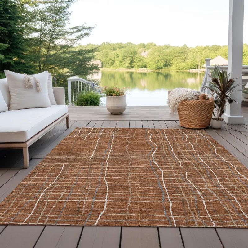 Machine Washable Indoor/Outdoor Chayden ACN998 Paprika Rug