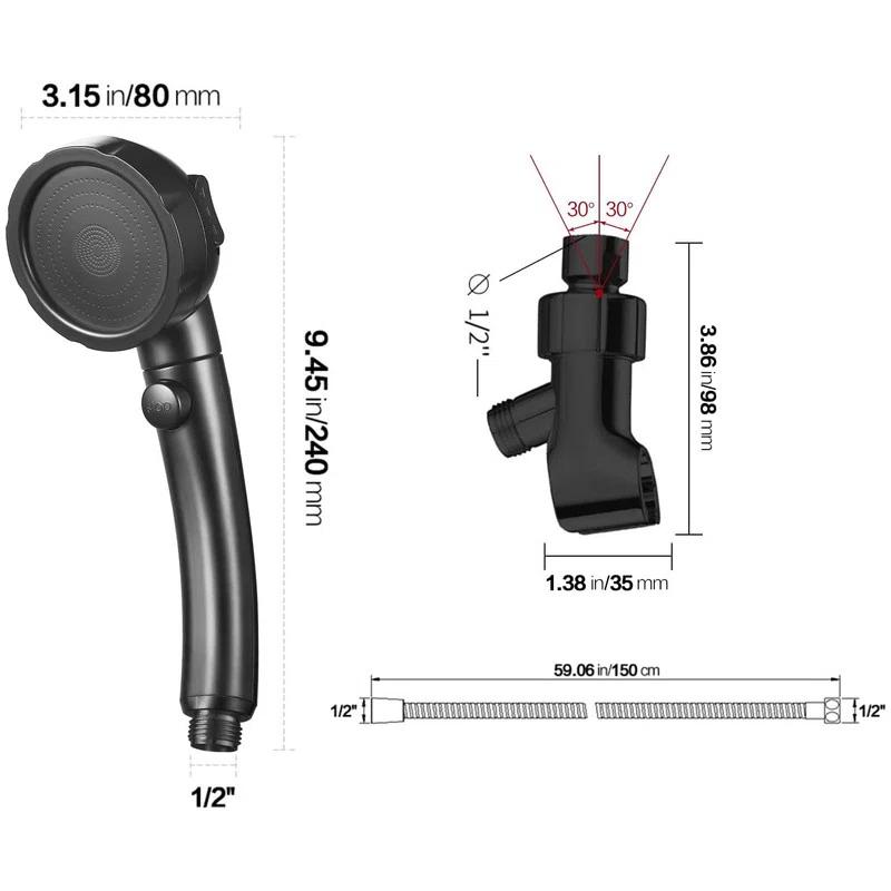 High Pressure Handheld Shower Head with ON/OFF Pause Switch, 3 Spray Modes Shower Head