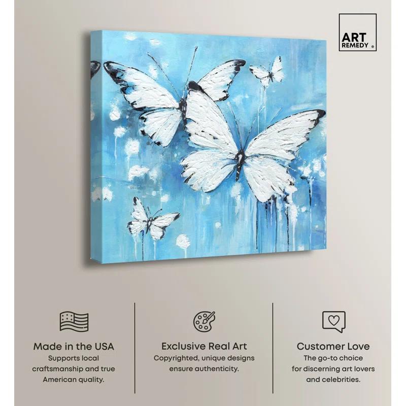 Art Remedy Art Remedy Textured Blue Butterflies Framed Butterfly 56175
