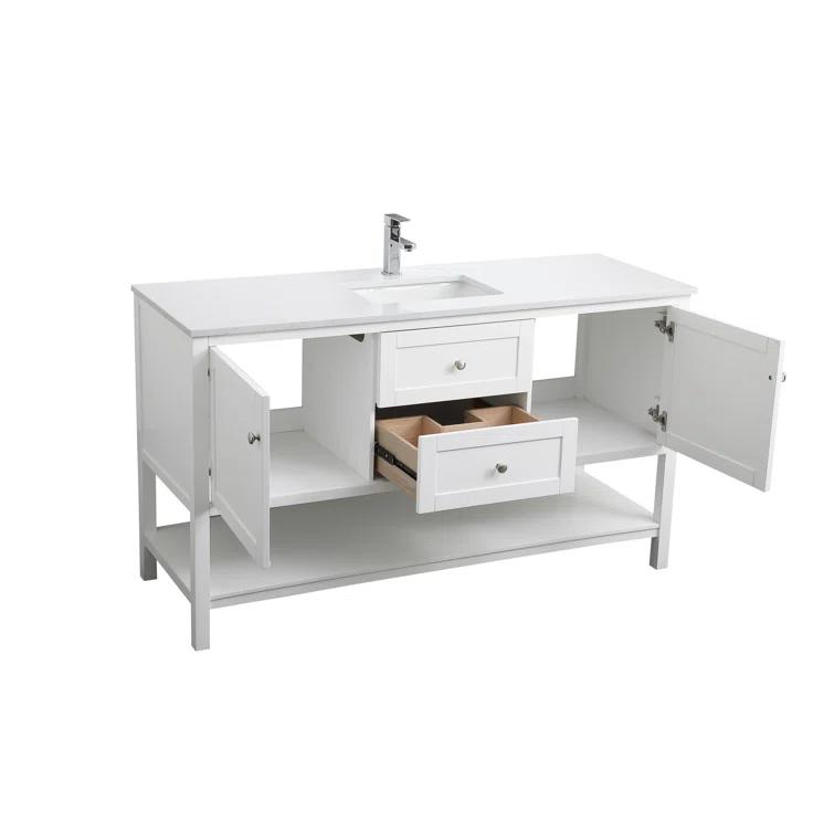 Hokku Designs Heath 60'' Double Bathroom Vanity with Engineered Marble Top