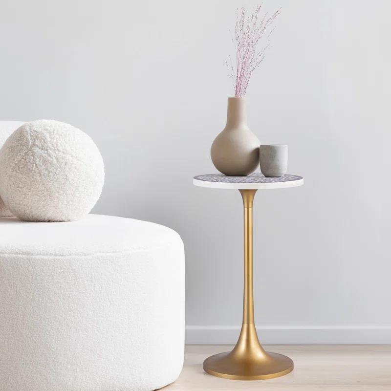 Mercer41 Fredu 25" Modern Bohemian Metal/Resin Inlay Top End Table