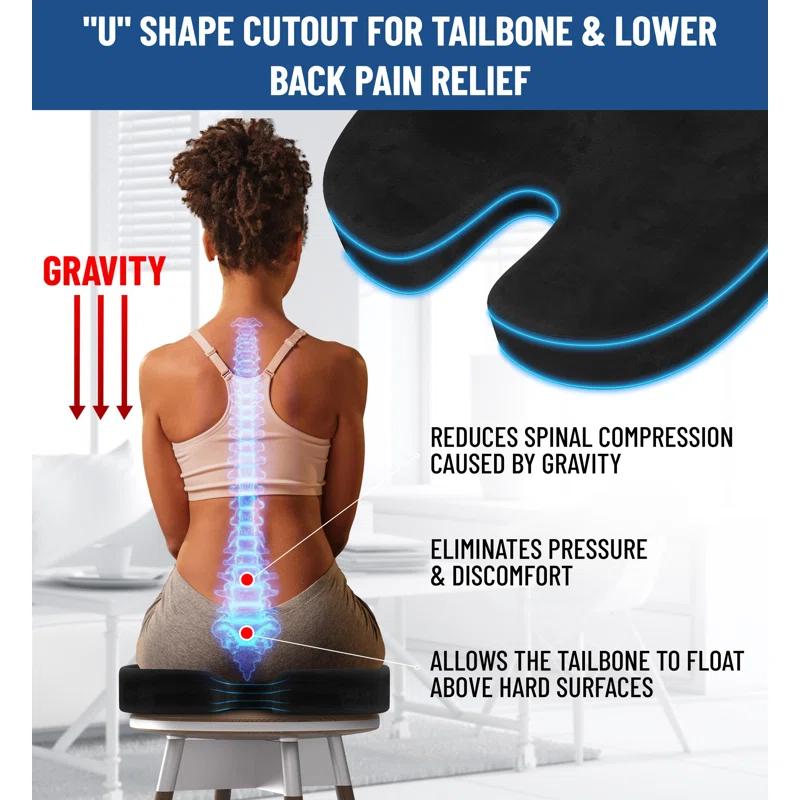 BEACHWATER POOL & SPA, LLC Doctor Recommended Memory Foam Seat Cushions For Office Chairs -  Eligible Tailbone Pain Relief Cushion, Sciatica & Back Support, Office Chair Cushion & Car Seat Cushion