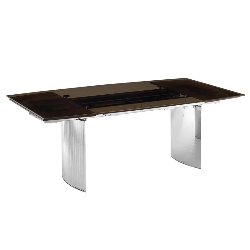 Casabianca Furniture Allegra Extendable Glass Top Metal Base Dining Table