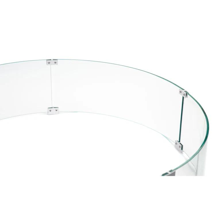 AMS Fireplace AMS Fire Pit Table Round Glass Wind Guard - Fire Flame Guard