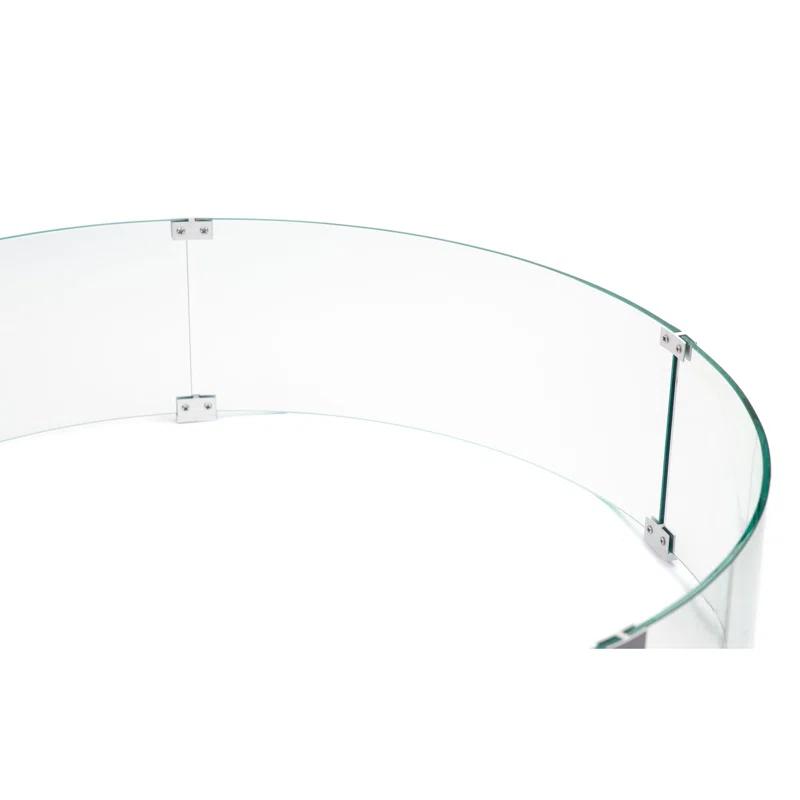 AMS Fireplace AMS Fire Pit Table Round Glass Wind Guard - Fire Flame Guard