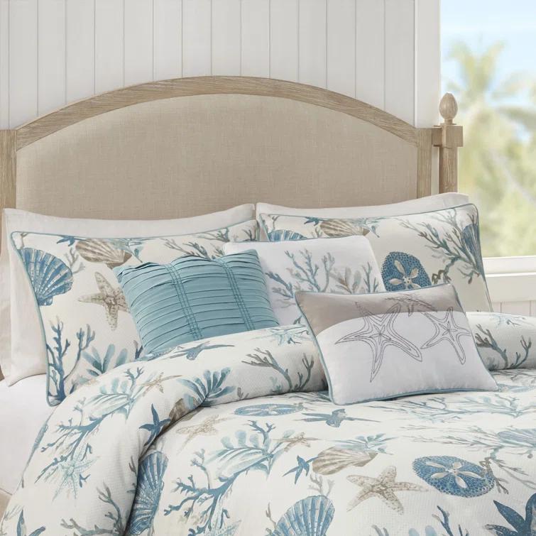 Madison Park Pebble Beach 6 Piece Cotton Sateen Coastal Duvet Cover Set