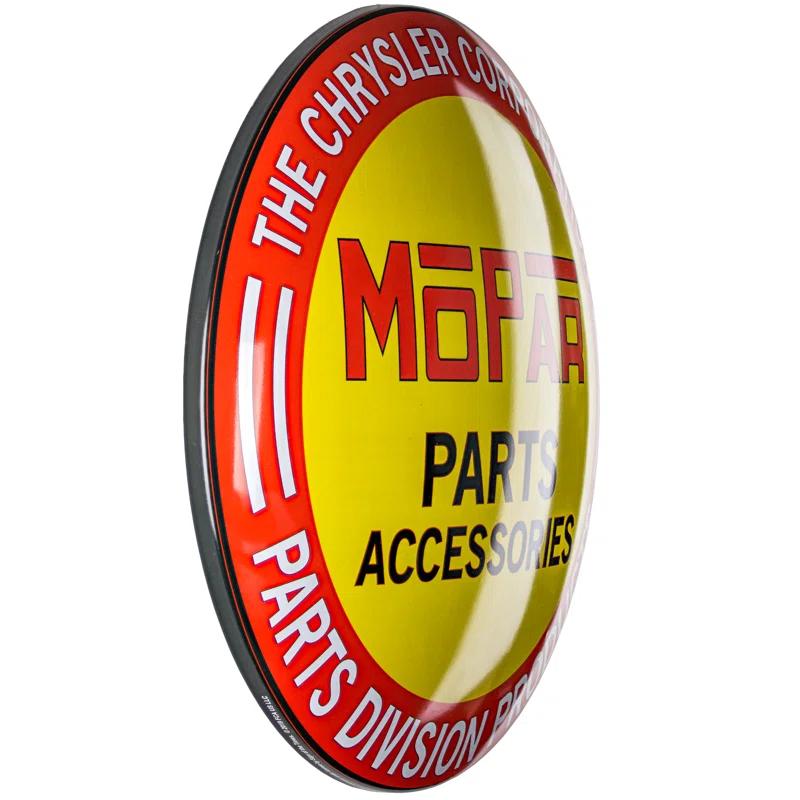 American Art Decor Mancave Round American Art Decor Mopar Dome Metal Sign Wall Decor - 15.5" x 15.5" x 3"