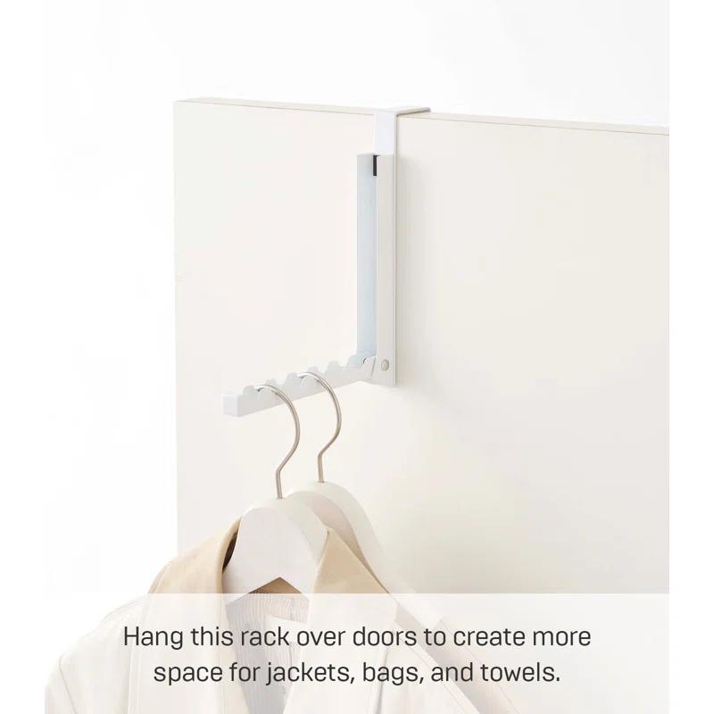 Yamazaki Home Over The Door Hooks - Folding Hanging Coat Rack, Steel, Over-the-Door