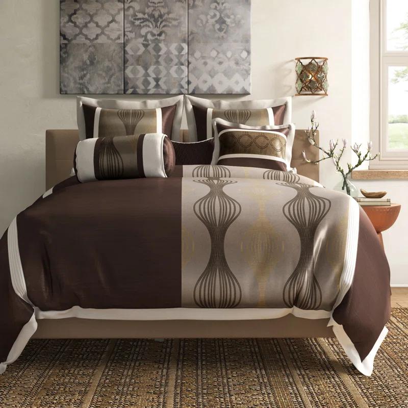Nanshing America, Inc Kath 7 Piece Microfiber Modern & Contemporary Comforter Set