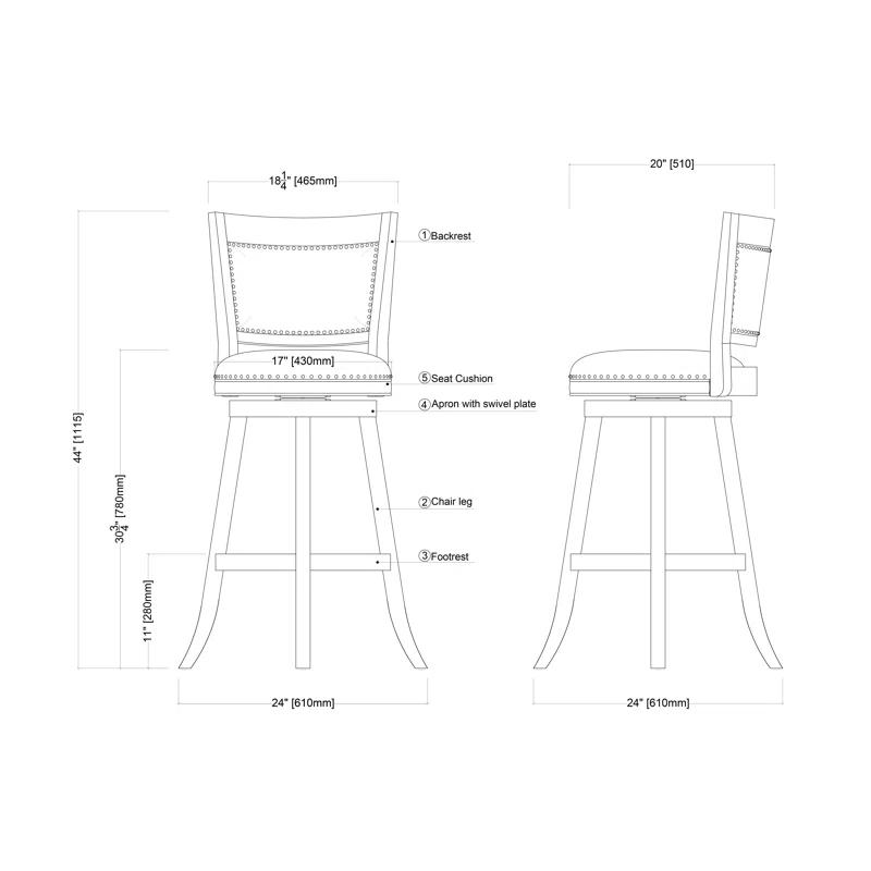 Dovecove Falken Swivel Upholstered Counter Stool with Solid Wood Frame