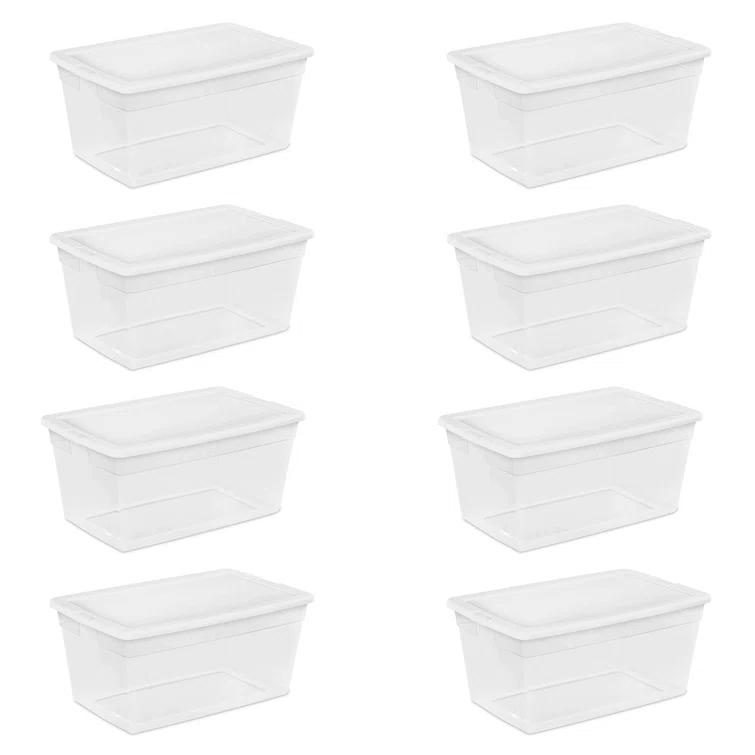 Sterilite Sterilite Storage Box, Stackable Bin with Lid, Plastic Container to Organize Shoes and Crafts on Closet Shelves