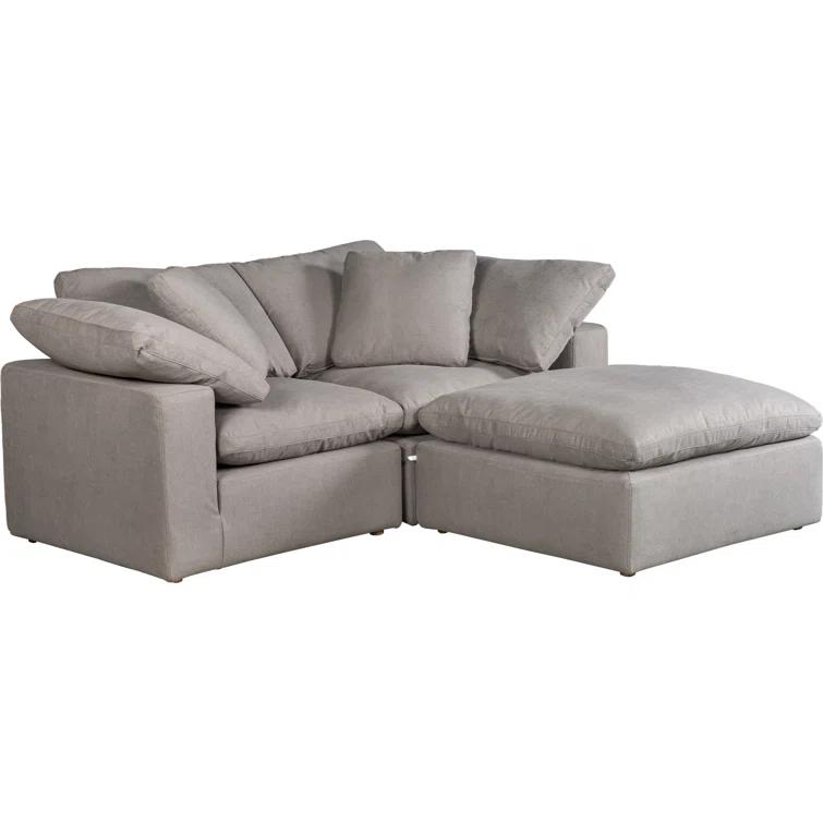 Modular Sectional Sofa - Light Grey Fabric Nook Couch - Home Living Room Seating