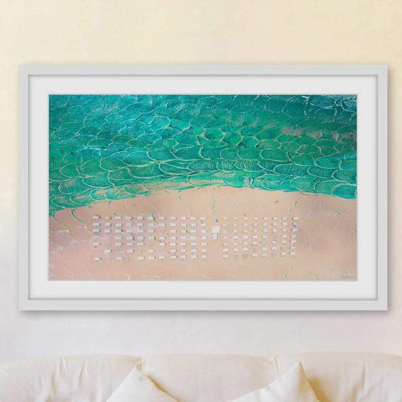 Parvez Taj 'White Umbrella Beach' by Parvez Taj Framed Print