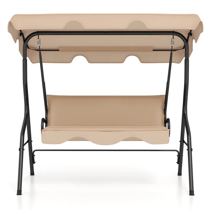 Arlmont & Co. Arlmont & Co. Patio 3 Seats Canopy Swing Glider Hammock Steel Frame Cushioned Backyard