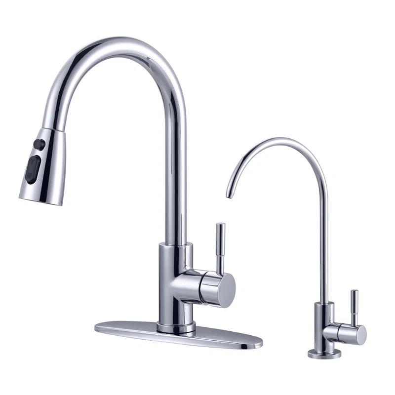 ARCORA ARCORA Stainless Steel Pull-Down Kitchen Faucet and Water Filter Faucet Combo AR7100301C-L