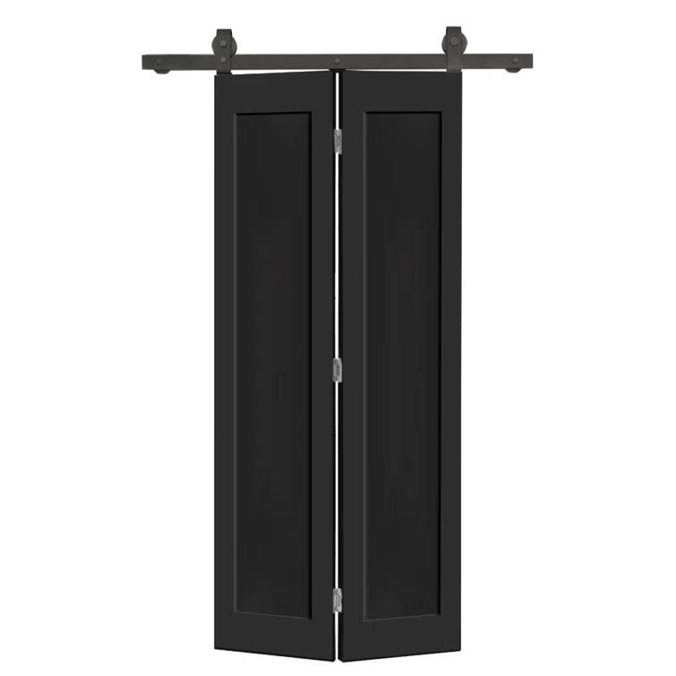 Calhome 2 PANEL Shaker Composite Bi-Fold Door with Sliding Barn Door Hardware KitColor