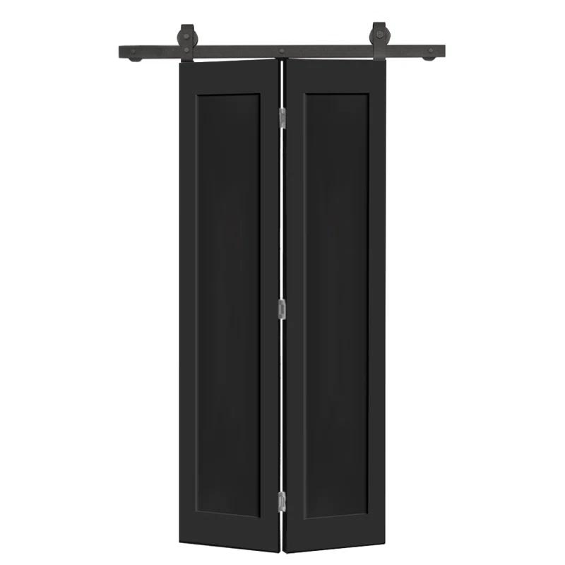 Calhome 1 Panel Shaker Composite Bi-Fold Door with Sliding Barn Door Hardware Kit