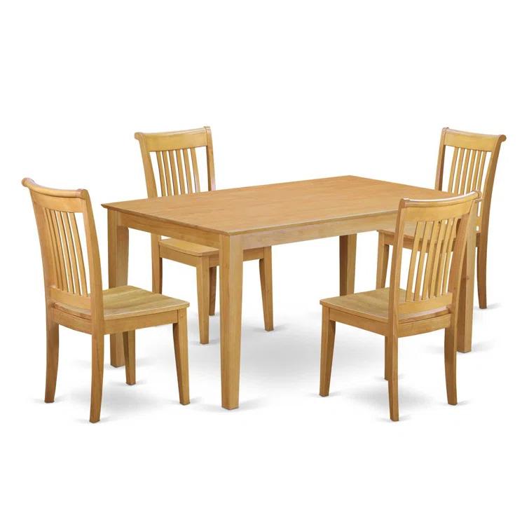 Alcott Hill® Dining Set Includes a Rectangle Solid Wood Table and Kitchen Room Chairs, Oak