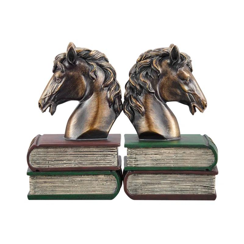 Gracie Oaks Nolley Horses on Books Non Skid Bookends (Set of 2)
