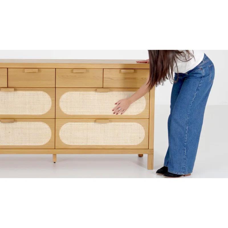 Alder Cane Paned 8-Drawer Dresser