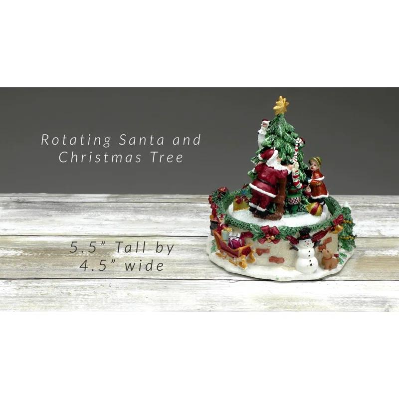 Northlight Seasonal 5.5" Musical Santa Claus and Christmas Tree Winter Scene Rotating Tabletop Decoration