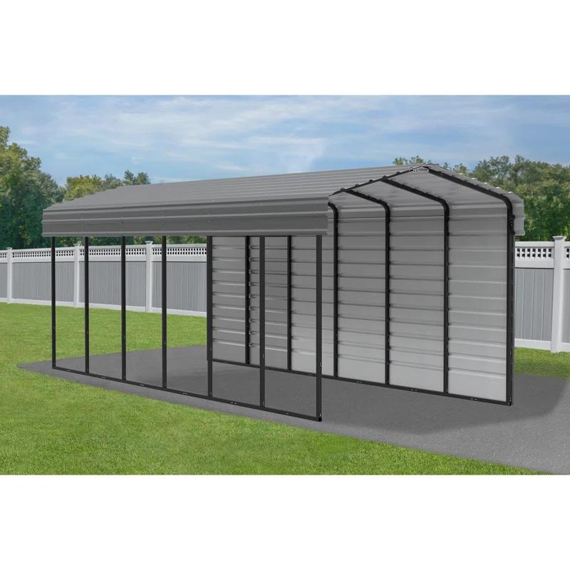 Arrow Arrow Steel Carport with 1 Side Wall Kit, 10x29x09