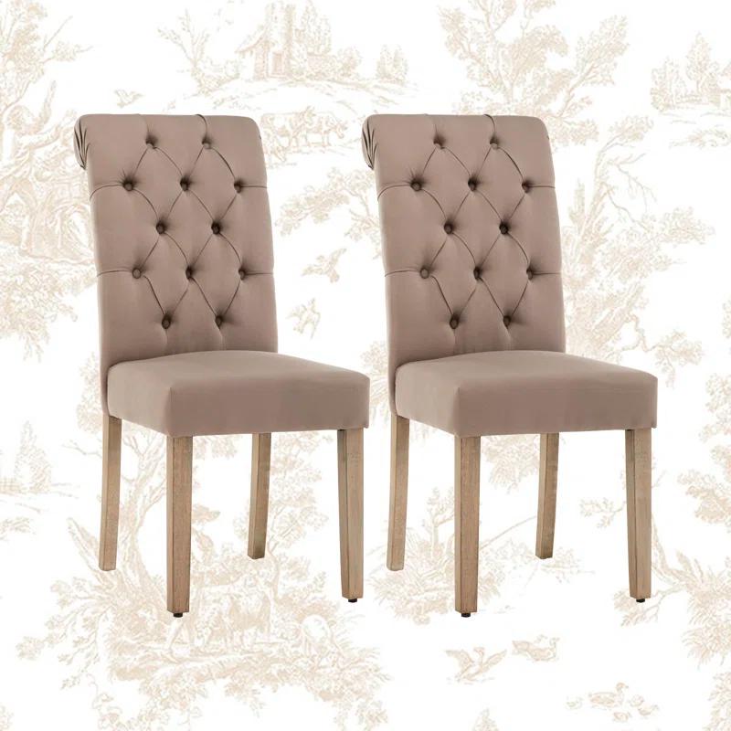 Ophelia & Co. Monarda Roll Top Tufted Upholstered Side Chair (Set of 2)