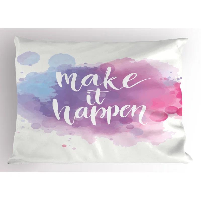 Ambesonne Ambesonne Modern Pillow Sham 2 Pack Positive Words Paint Blue Fuchsia