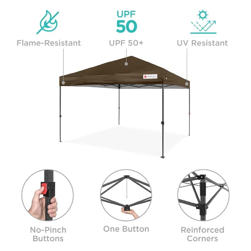 Best Choice Products Best Choice Products Easy Setup Pop Up Canopy W/ 1-Button Setup, Wheeled Case, 4 Weight Bags