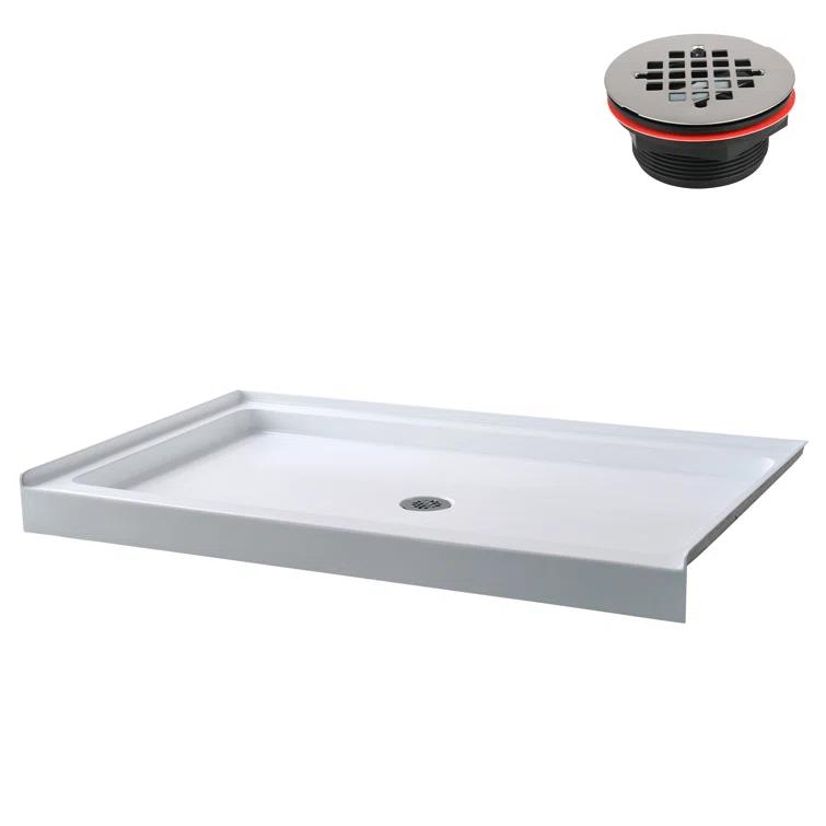 Streamline Bath Streamline 60 in. x 32 in. Alcove Acrylic Shower Base With Center Drain, Drain Included GB-516-68