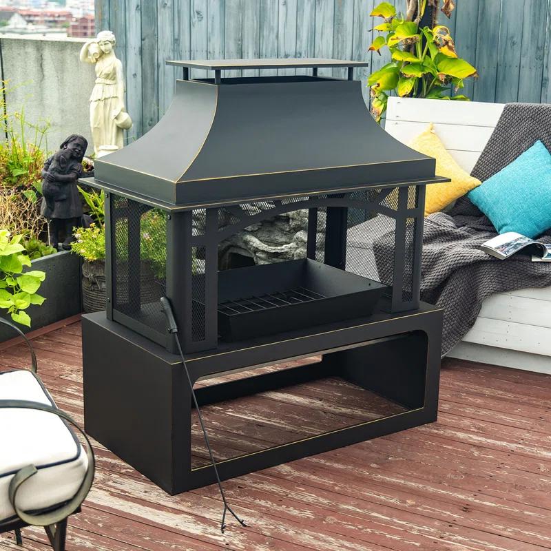 Home Decor Steel Wood Outdoor Fireplace Garden Wood Burning Chimney