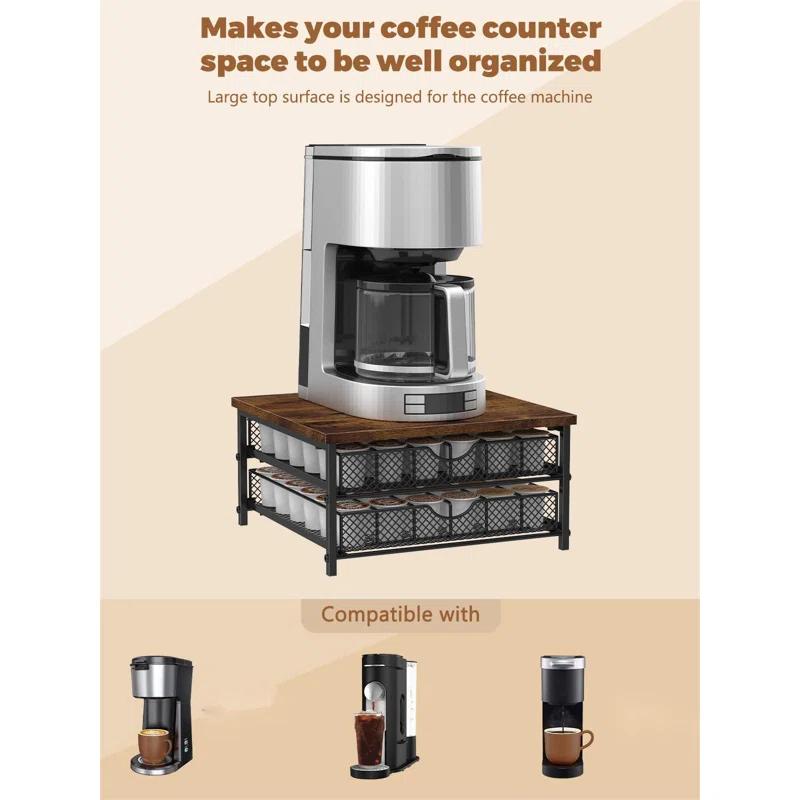 FAST APPLIANCES LLC Coffee Pod Holder For K Cup Holder Drawer Holder, Coffee Pod Drawer For Counter, 2 Tier K-Cup Storage With Sliding Baskets, 72 Capacity Pods Organizer Cups Capsule For Coffee Station, Black